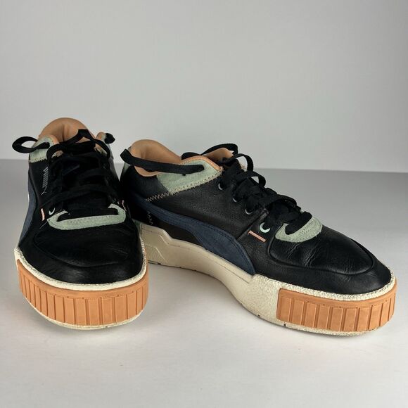 Puma Sz 9.5 Cali Sport Mix Wn's Leather Black Marshmallow Athletic Shoes Kicks - Picture 2 of 7